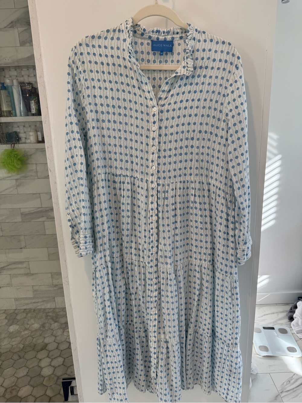 Alice Walk Blue Dot Linen Dress